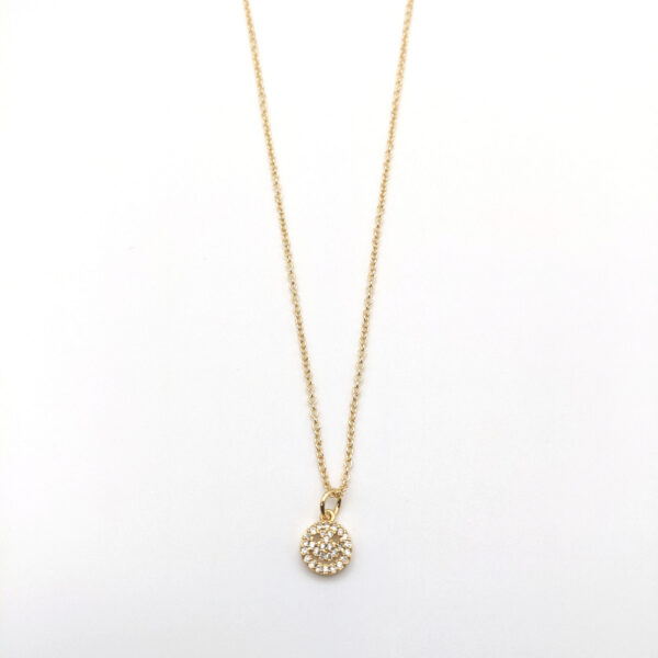 16K Fine Gold Filled Chain with Micro Pave Gold Smiley Face Charm Necklace