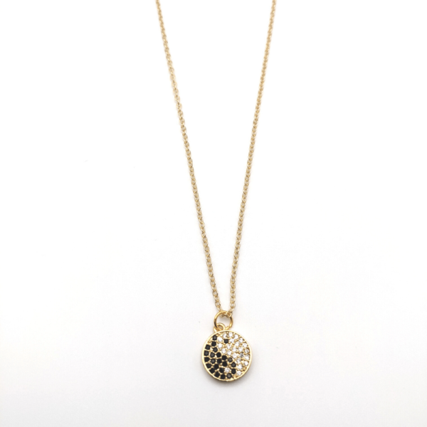 Gold Filled Fine Chain with Cubic Zirconia Yin Yang Charm