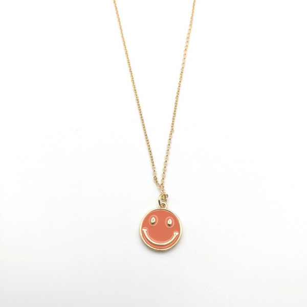 Gold Filled Fine Chain with Orange Smiley Face Charm